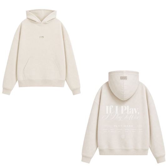 HOODIE I PLAY TO WIN MARFIL - 27DAYS STUDIO